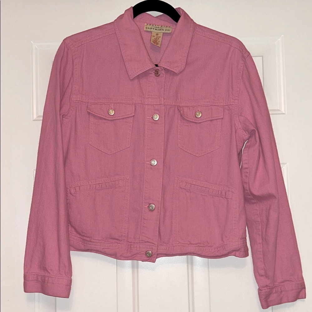 Telluride Clothing Company Cotton Jean Jacket M Pink Y2K Classic Denim Timeless
